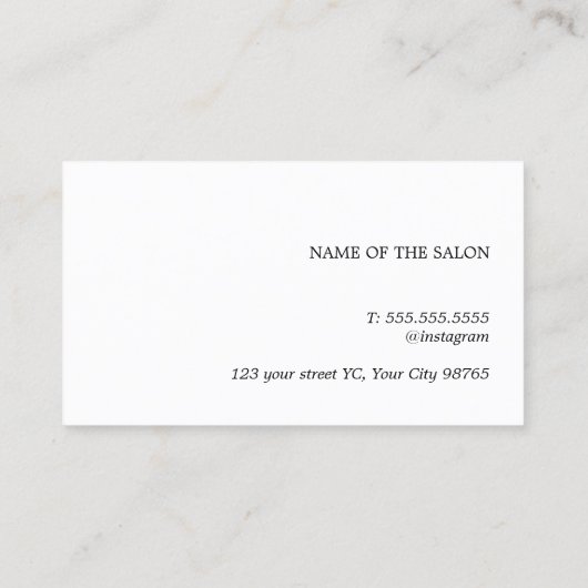 Elegant Grey Black Hair Pins Pictogram Haar Stylis Visitekaartje (Achterkant)