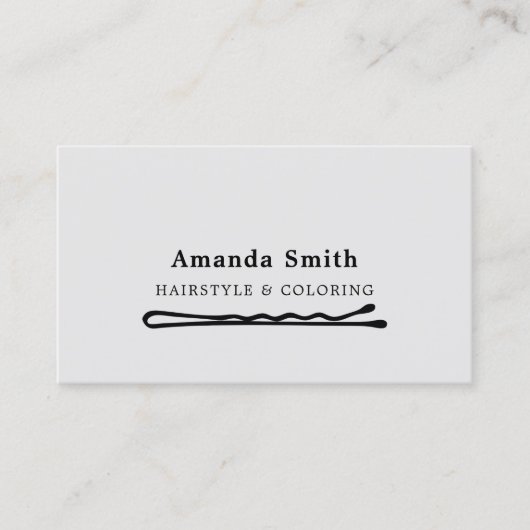 Elegant Grey Black Hair Pins Pictogram Haar Stylis Visitekaartje (Voorkant)