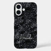 Elegant grey black leopard print monogram Case-Mate iPhone case (Achterkant)