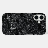 Elegant grey black leopard print monogram Case-Mate iPhone case (Achterkant (horizontaal))