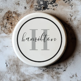 Elegant Grey Black Round Custom Monogram Initiaal Zandsteen Onderzetter