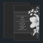 Elegant Grey Black & White Wedding Invitation Kaart<br><div class="desc">perzik en goudflorale botanische vormgeving rechts met twee toonzwarte en grijze kleuren.</div>