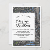 Elegant Grey Blue Oil Painting Abstract Wedding Kaart (Voorkant)