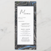 Elegant Grey Blue Oil Painting Abstract Wedding Menu (Voorkant)