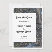 Elegant Grey Blue Oil Painting Abstract Wedding Save The Date (Voorkant)