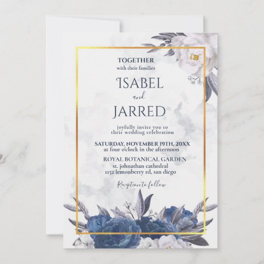 Elegant Grey Blue Peonies in One Weddenschap Kaart (Voorkant)