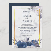 Elegant Grey Blue Peonies in One Weddenschap Kaart (Voorkant / Achterkant)