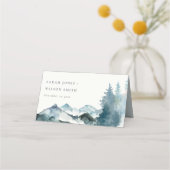 Elegant Grey Blush Blue Mountains Pine Weddenschap Plaatskaartje (Voorkant)