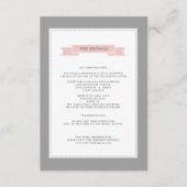Elegant Grey | Blush Roze Bruiloft Details Kaart (Voorkant)
