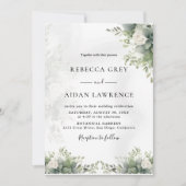 Elegant Grey Botanical Wedding Invitation Kaart (Voorkant)