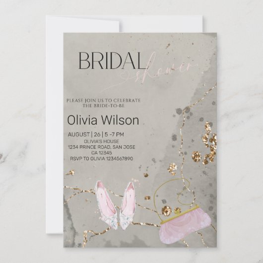 Elegant Grey Bridal Shower - Modern Chic Script  Kaart (Voorkant)