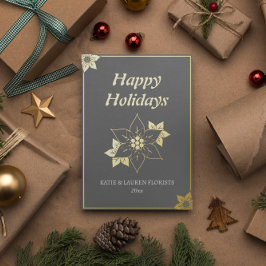 Elegant Grey Business Logo Christmas Folie Feestdagenkaart