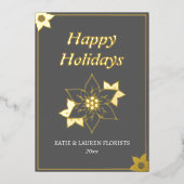 Elegant Grey Business Logo Christmas Folie Feestdagenkaart (Voorkant)