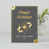 Elegant Grey Business Logo Christmas Folie Feestdagenkaart (Staand Voorkant)