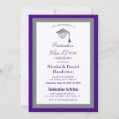 Elegant grey caps graduation ceremony invitation kaart (Voorkant)