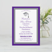 Elegant grey caps graduation ceremony invitation kaart (Staand voorkant)
