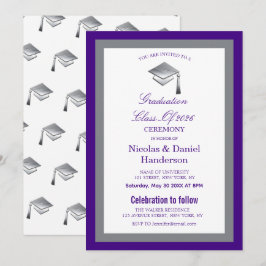 Elegant grey caps graduation ceremony invitation kaart