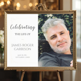 Elegant Grey Celebration of Life Foto Memorial Poster