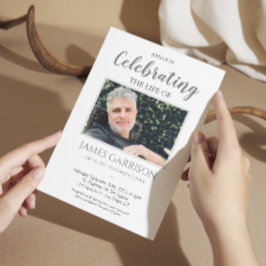 Elegant Grey Celebration of Life Photo Invitation Kaart