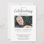 Elegant Grey Celebration of Life Photo Invitation Kaart (Voorkant)