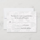 Elegant Grey Damask en Paarse Floral Wedding RSVP (Achterkant)