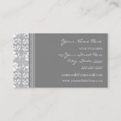 Elegant Grey Damask Visitekaartjes (Achterkant)