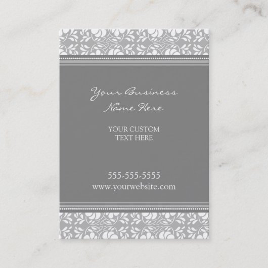 Elegant Grey Damask Visitekaartjes (Voorkant)
