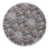 Elegant Grey Dandelion Flowers Keramische Knop (Voorkant)