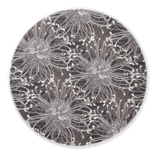 Elegant Grey Dandelion Flowers Keramische Knop (Voorkant)