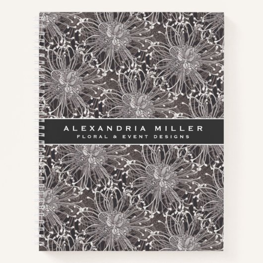 Elegant Grey Dandelion Flowers | Naam en onderwerp Notitieboek (Voorkant)
