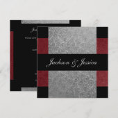 Elegant Grey Dark Red Paisley Engagement Party Kaart (Voorkant / Achterkant)