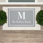 Elegant Grey en White Custom Monogram Initiaal Deurmat
