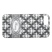 Elegant Grey en White Damask Case-Mate iPhone Case (Achterkant (Horizontaal))