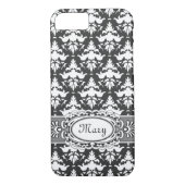 Elegant Grey en White Damask Case-Mate iPhone Case (Achterkant)