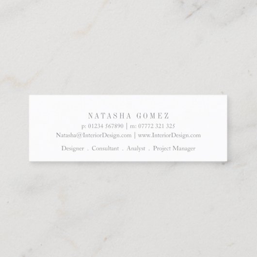 Elegant Grey en White Underline Profile Card Mini Visitekaartje (Achterkant)
