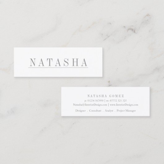 Elegant Grey en White Underline Profile Card Mini Visitekaartje (Voorkant / Achterkant)