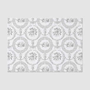 Elegant Grey Engraved Floral Medallions and Swagon Tissuepapier