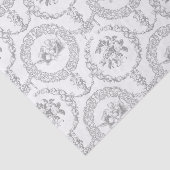 Elegant Grey Engraved Floral Medallions and Swagon Tissuepapier (Detail)