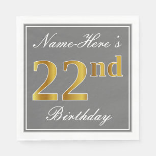 Elegant Grey, Faux Gold 22e verjaardag; Elegant Na Servet
