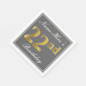 Elegant Grey, Faux Gold 22e verjaardag; Elegant Na Servet (Hoek)