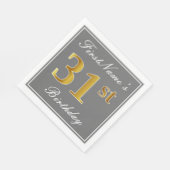 Elegant Grey, Faux Gold 31st Birthday; Elegant Gre Servet (Hoek)