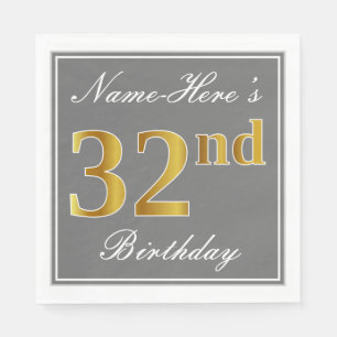 Elegant Grey, Faux Gold 32e verjaardag; Aangepaste Servet
