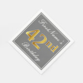 Elegant Grey, Faux Gold 42e verjaardag; Aangepaste Servet (Hoek)