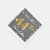 Elegant Grey, Faux Gold 44th Birthday; Aangepaste  Servet (Hoek)