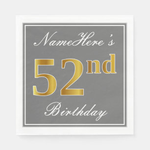 Elegant Grey, Faux Gold 52e verjaardag; Aangepaste Servet