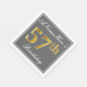 Elegant Grey, Faux Gold 57th Birthday; Aangepaste  Servet (Hoek)