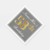 Elegant Grey, Faux Gold 58th Birthday; Elegant Gre Servet (Hoek)