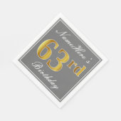 Elegant Grey, Faux Gold 63rd Birthday; Aangepaste Servet (Hoek)