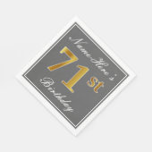 Elegant Grey, Faux Gold 71st Birthday; Aangepaste Servet (Hoek)