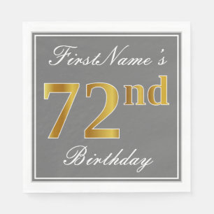Elegant Grey, Faux Gold 72e verjaardag; Aangepaste Servetten